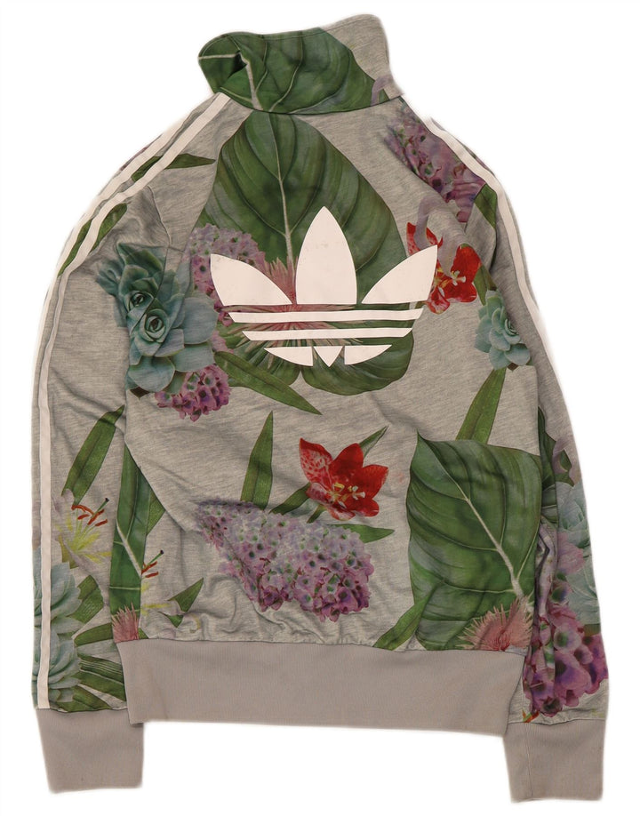 Damska kurtka dresowa Adidas Graphic UK 14 Średni szary kwiatowy