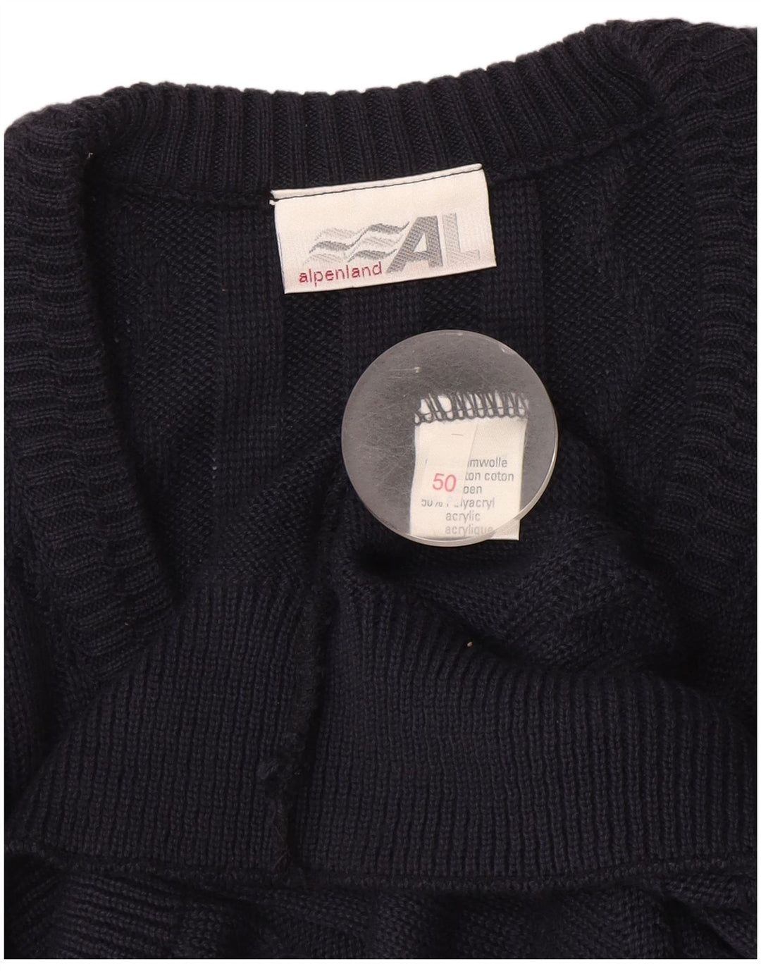 Sweter męski Alpenland z dekoltem w szpic, EU 50, średni granatowy Argyle/Diament