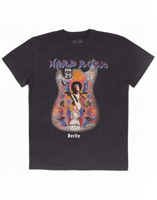 Męski T-shirt z grafiką Hard Rock Cafe Barlin, duży, granatowy, nakrapiany