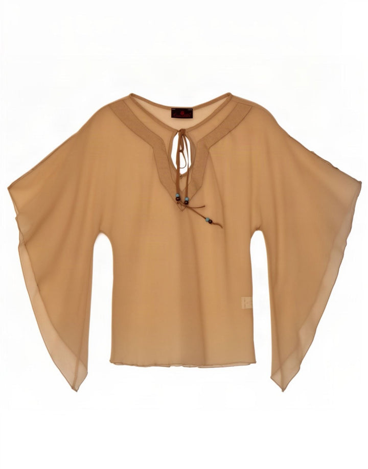 Damski top Escandelle Batwing przezroczysty UK 12, średni beżowy poliester