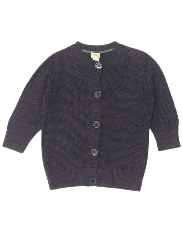 Damski sweter rozpinany L.L.Bean z rękawem 3/4, UK 14, średni granatowy, bawełniany