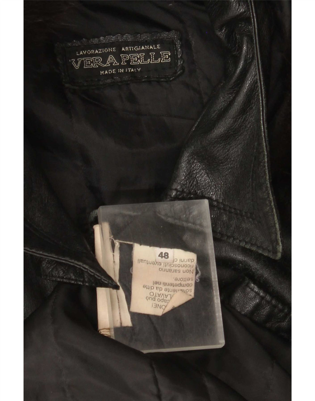 Vintage damski płaszcz skórzany z kapturem IT 48 XL czarny