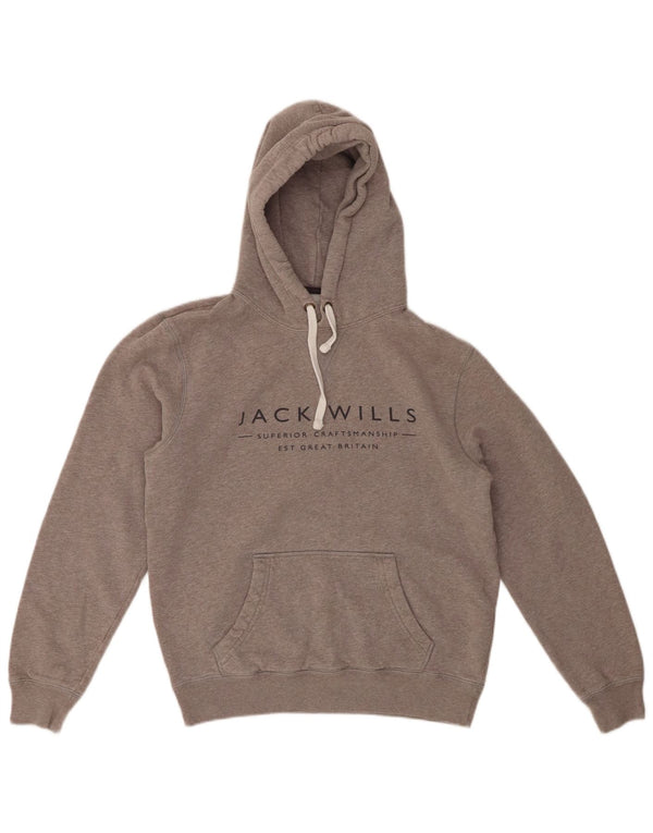 JACK WILLS Damski sweter oversize z kapturem i grafiką UK 6 XS, szary, bawełniany