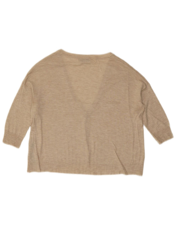 Zara Damski sweter rozpinany z rękawem 3/4, UK 10, mały, beżowy, nakrapiany