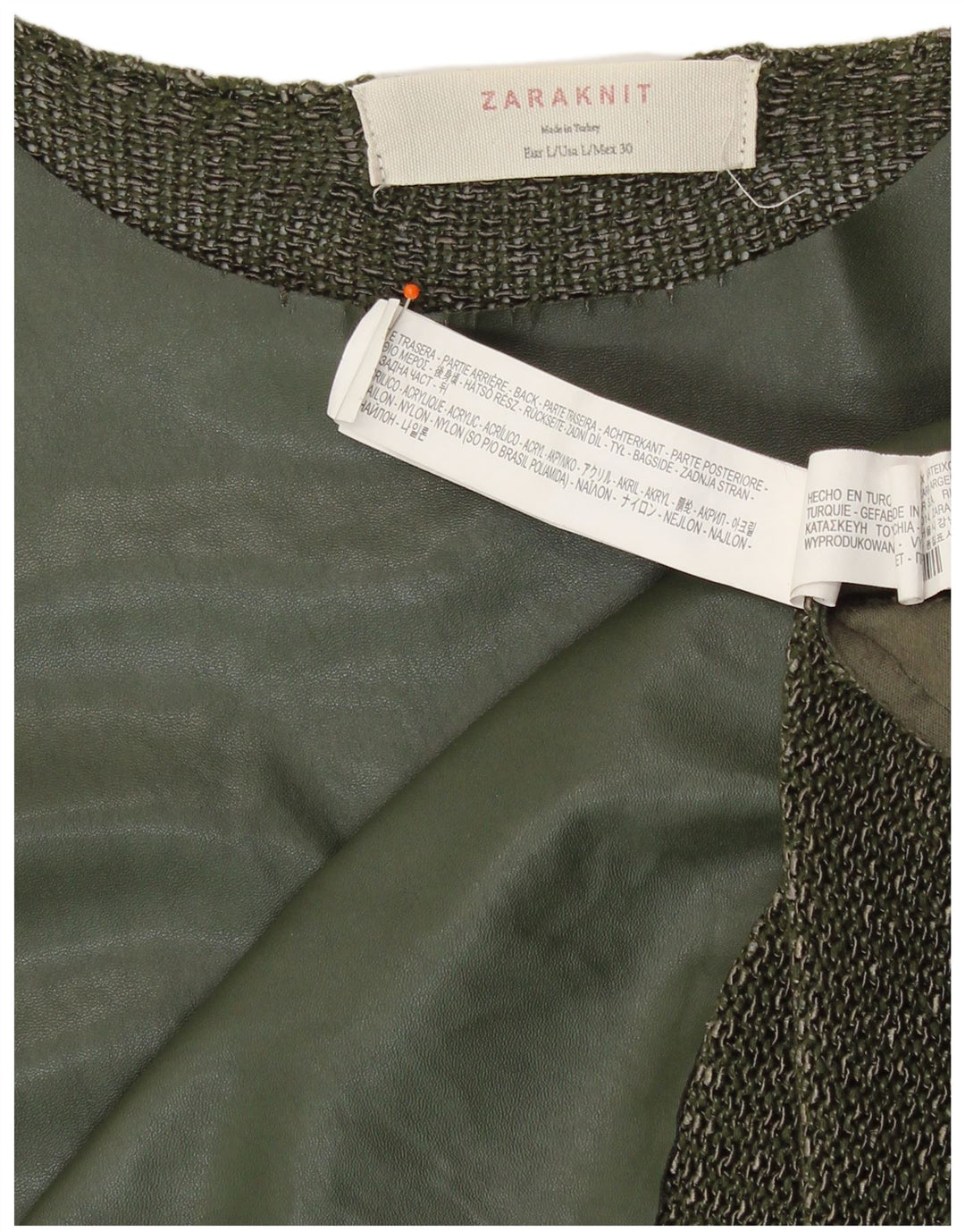 Sweter damski Zara z dekoltem w łódkę UK 14, duży, zielony, akrylowy