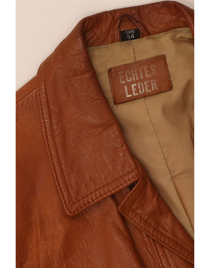 Męska kurtka skórzana w stylu vintage UK 38 Średnia brązowa skóra