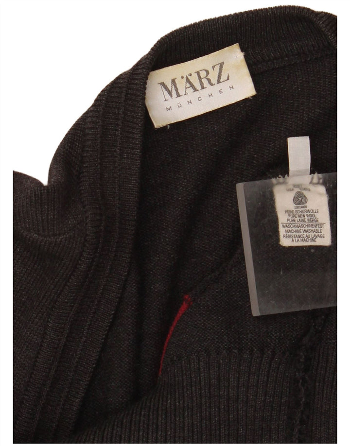 Marz Męski sweter rozpinany, duży, szary, geometryczny, nowy wełniany
