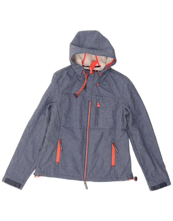 Damska kurtka wiatrówka z kapturem Superdry The Windtrekker UK 14, średni niebieski