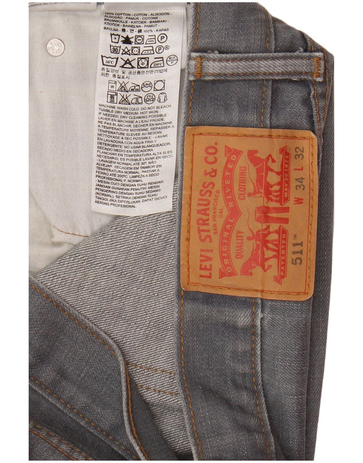 Męskie jeansy Levi's 511 Slim W34 L32 Szara bawełna