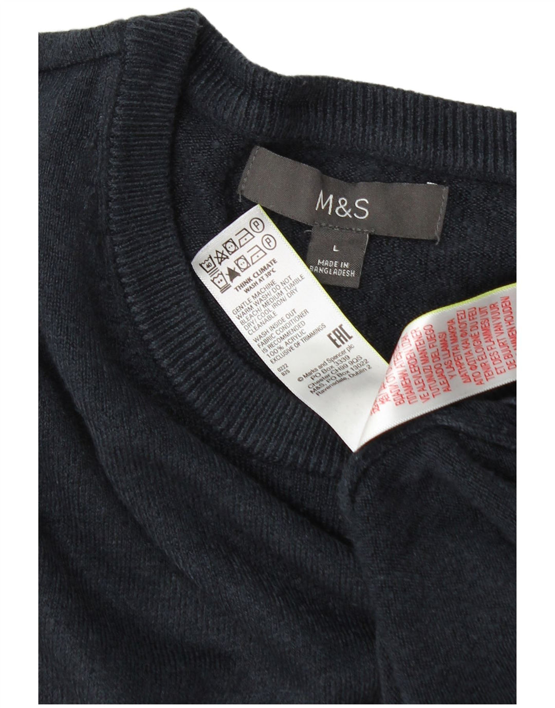 Marks & Spencer Męski sweter z okrągłym dekoltem, duży, granatowy, akrylowy