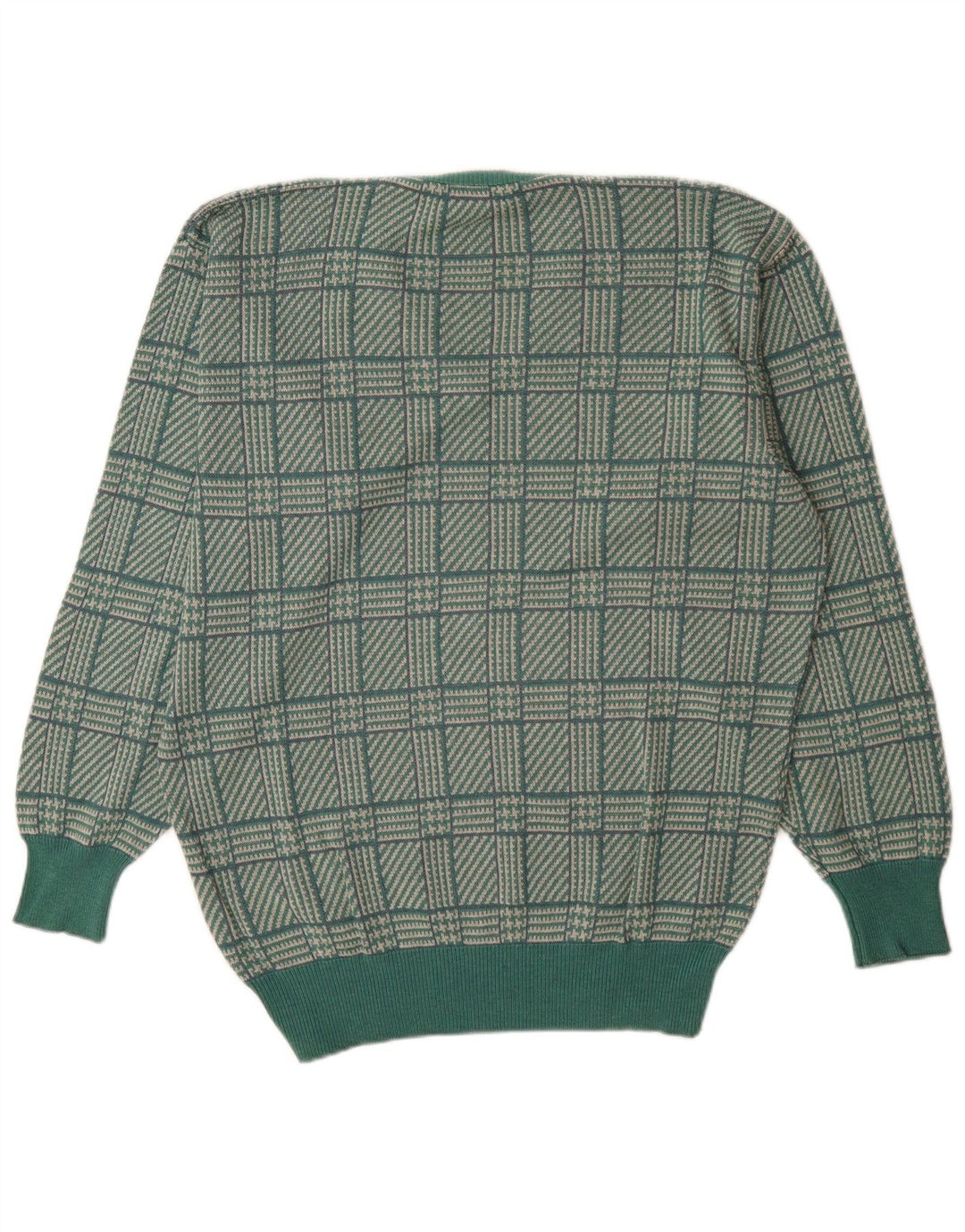 Męski sweter St. Andrews z dekoltem w szpic, duży, zielony w pepitkę