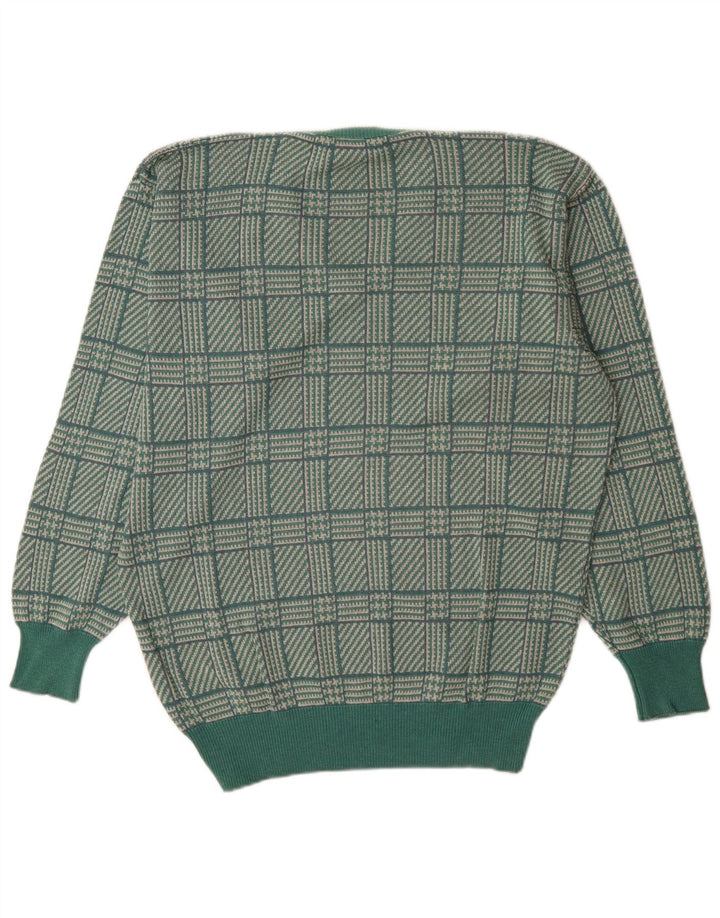 Męski sweter St. Andrews z dekoltem w szpic, duży, zielony w pepitkę