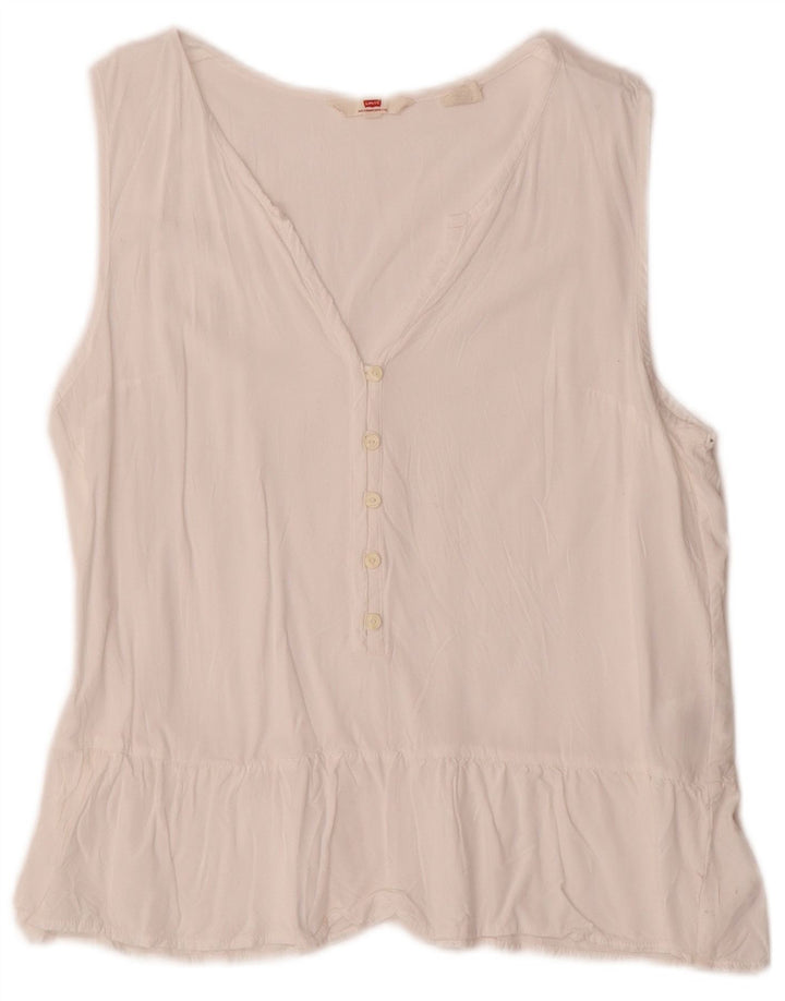 Damska bluzka bez rękawów Levi's Top UK 10 Small White Rayon