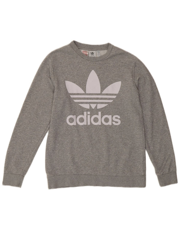 Adidas Dziewczęca bluza z grafiką, 15-16 lat, szara, nakrapiana bawełna