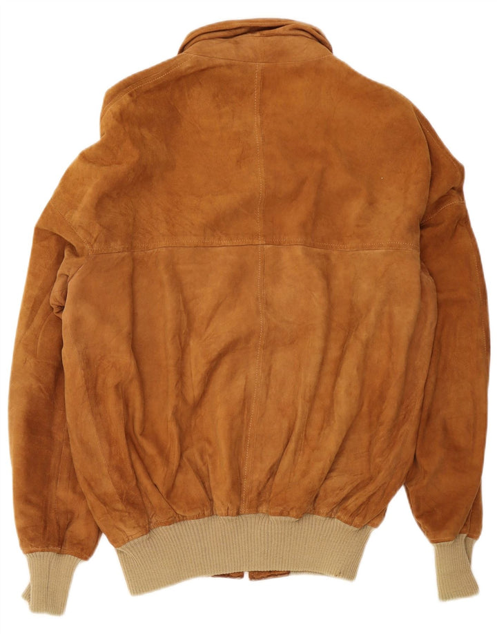 Vintage męska zamszowa kurtka bomber UK 40 duża brązowa skóra