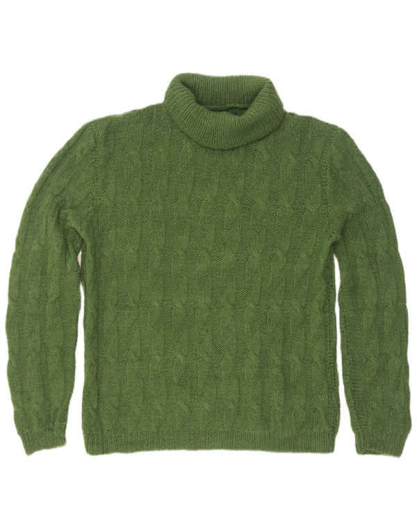 Vintage męski sweter z wywijanym dekoltem, mały zielony