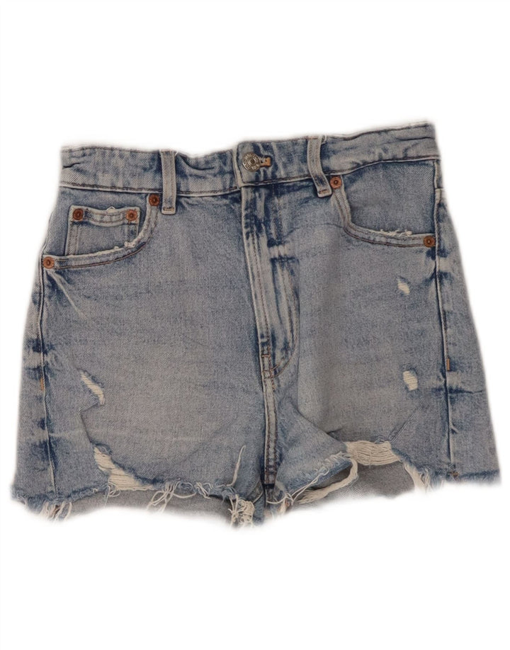 ZARA Womens Distressed Denim Shorts EU 34 2XS W24  Blue