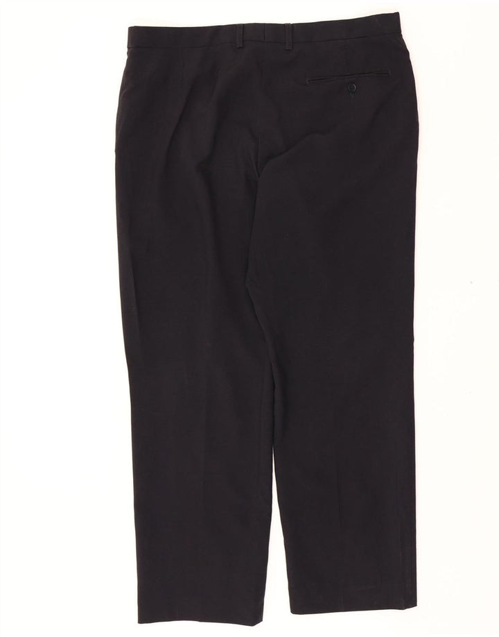 MARKS & SPENCER Mens Regular Fit Suit Trousers W36 L31 Navy Blue Polyester Vintage Marks & Spencer and Second-Hand Marks & Spencer from Messina Hembry 
