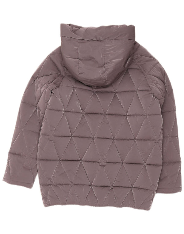 Wyściełany płaszcz dziewczęcy Benetton z kapturem, 15-16 lat, 2XL, szary poliester