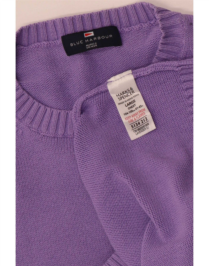 Marks & Spencer Męski niebieski sweter z okrągłym dekoltem i okrągłym dekoltem, duży fiolet