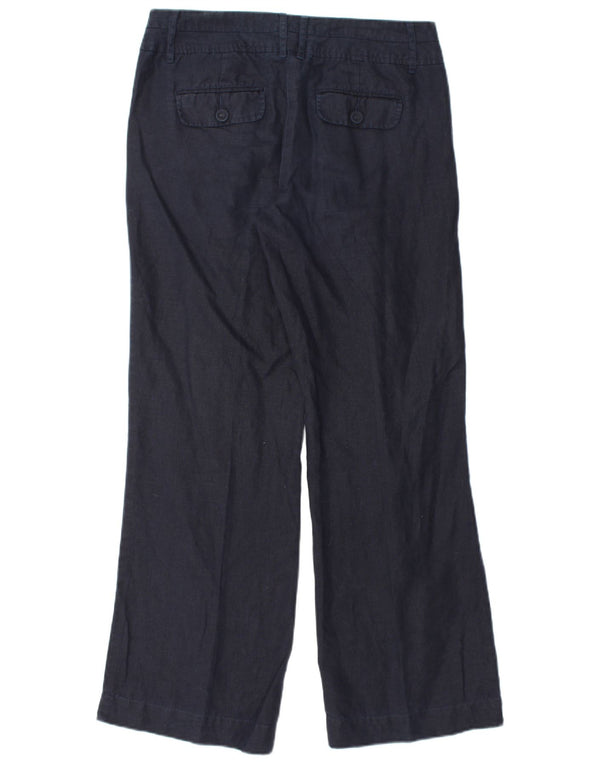 Spodnie Chino damskie MONSOON z szeroką nogawką UK 10 Small W32 L31 Granatowe lniane
