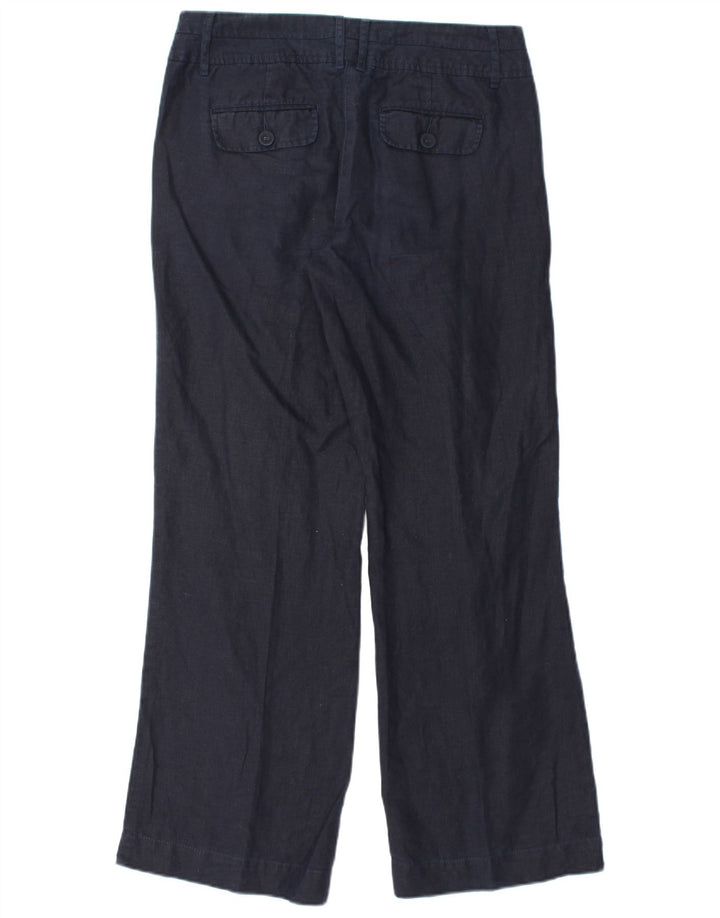 Spodnie Chino damskie MONSOON z szeroką nogawką UK 10 Small W32 L31 Granatowe lniane