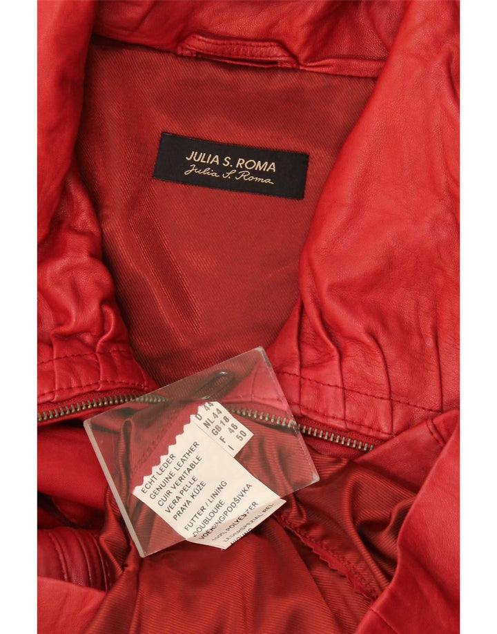 Kurtka skórzana damska Julia S. Roma UK 18 XL, czerwona skóra