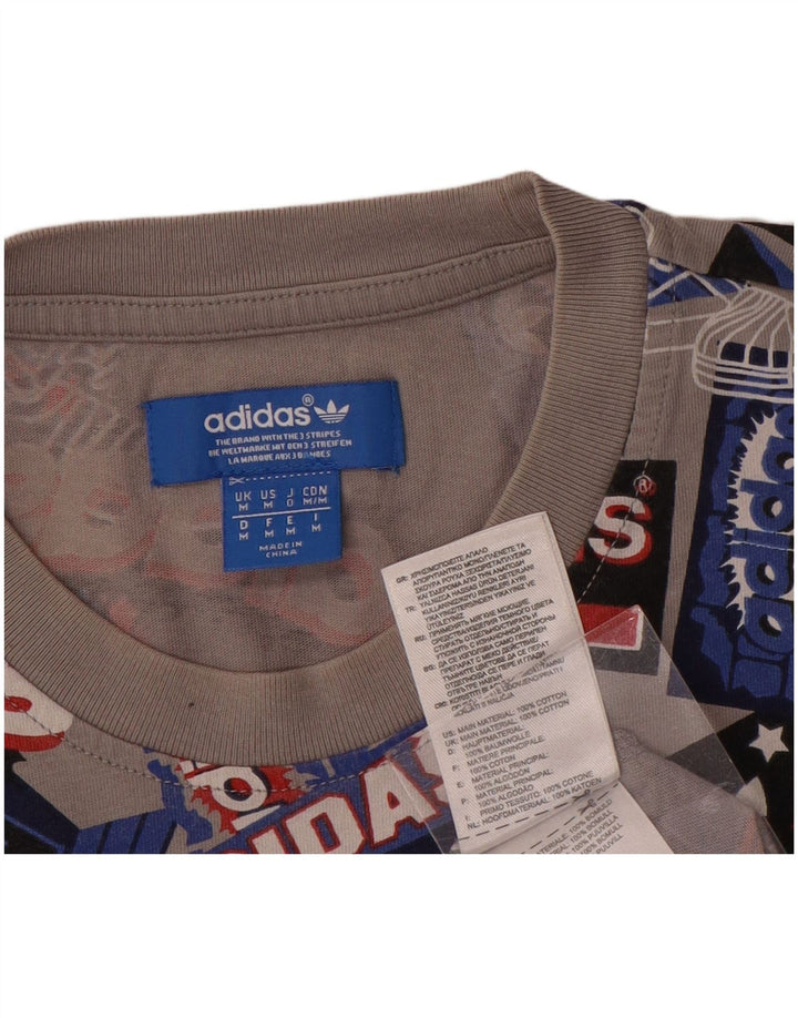 Męska koszulka z grafiką Adidas, średnia, szara bawełna