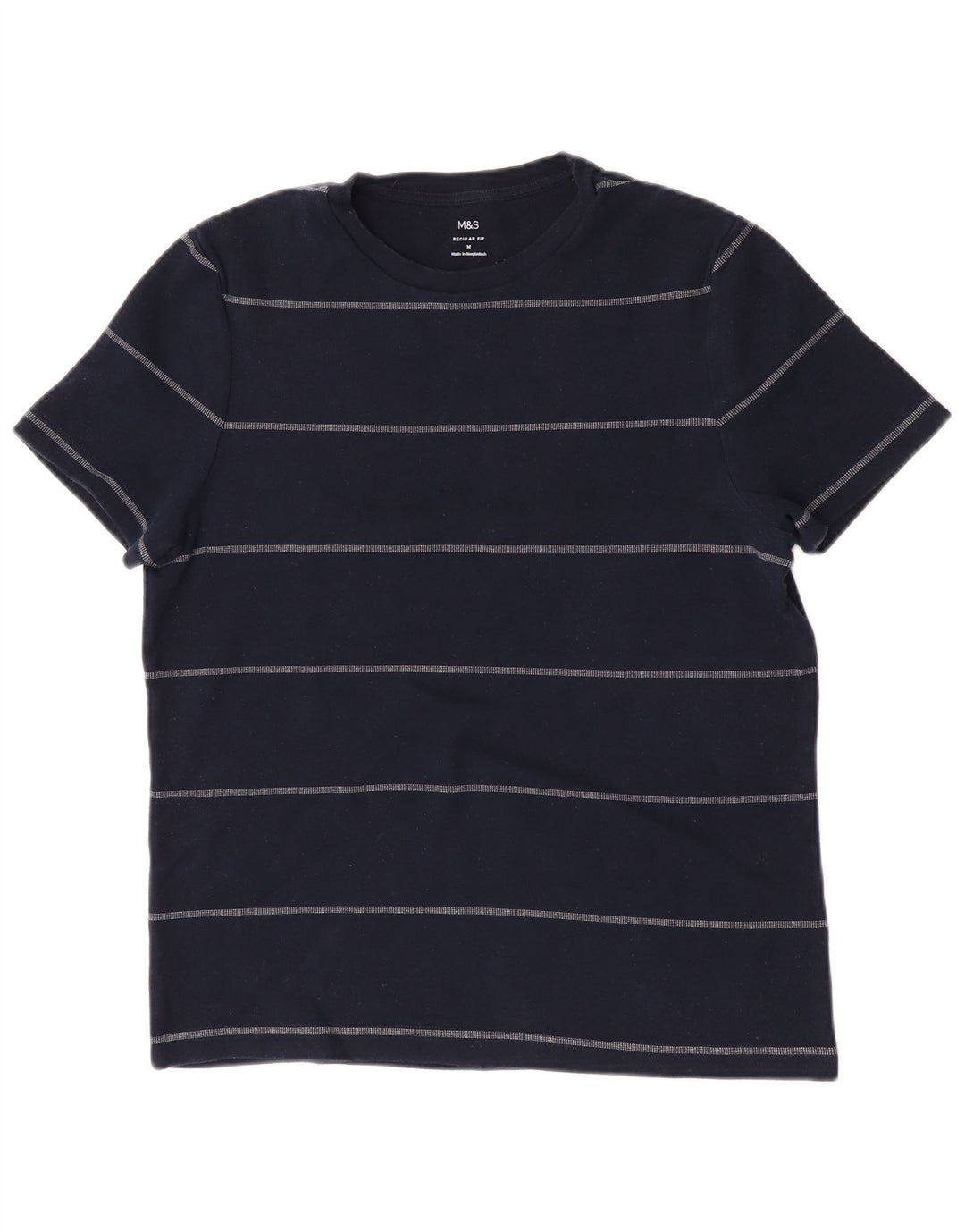 T-shirt męski Marks & Spencer o regularnym kroju, średni, granatowy w paski