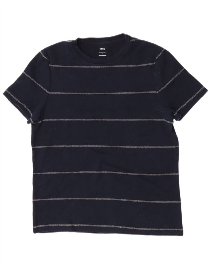 T-shirt męski Marks & Spencer o regularnym kroju, średni, granatowy w paski