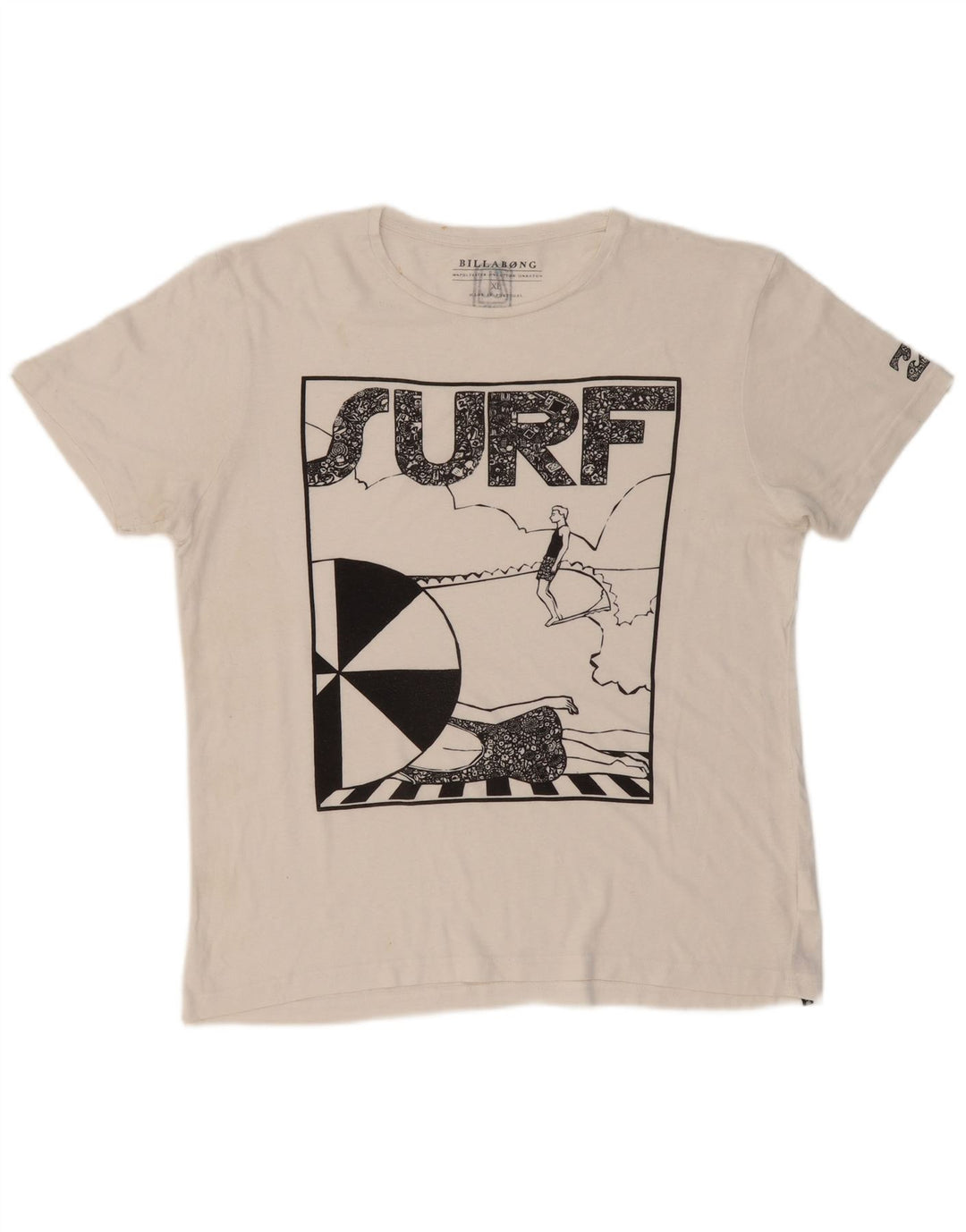 Męska koszulka z grafiką BILLABONG, góra XL, biały poliester