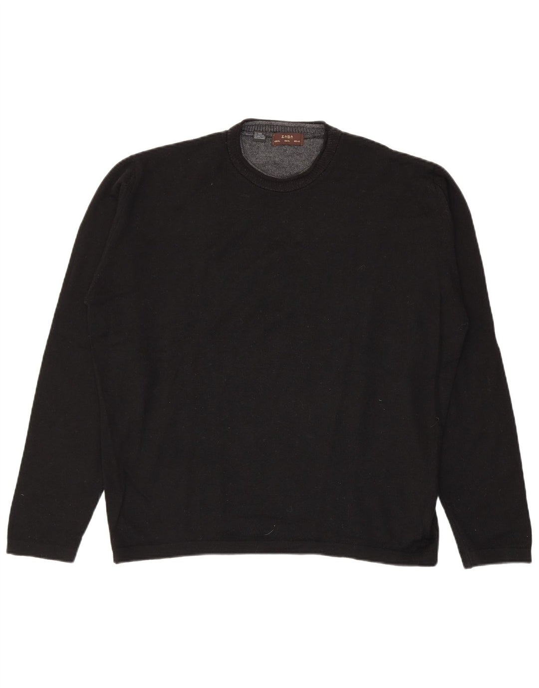 Męski sweter z okrągłym dekoltem Zara XL, czarna wełna
