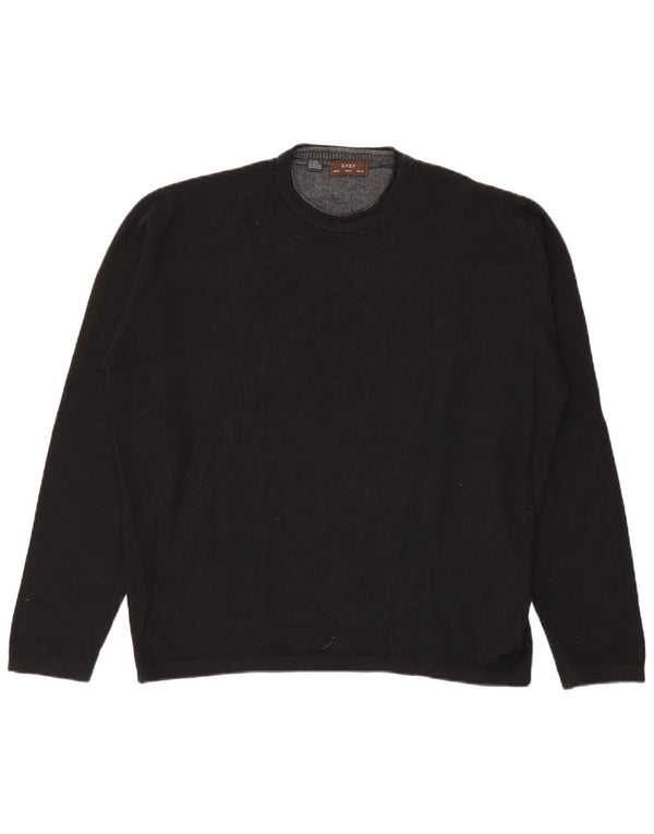 Męski sweter z okrągłym dekoltem Zara XL, czarna wełna