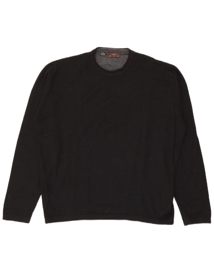 Męski sweter z okrągłym dekoltem Zara XL, czarna wełna