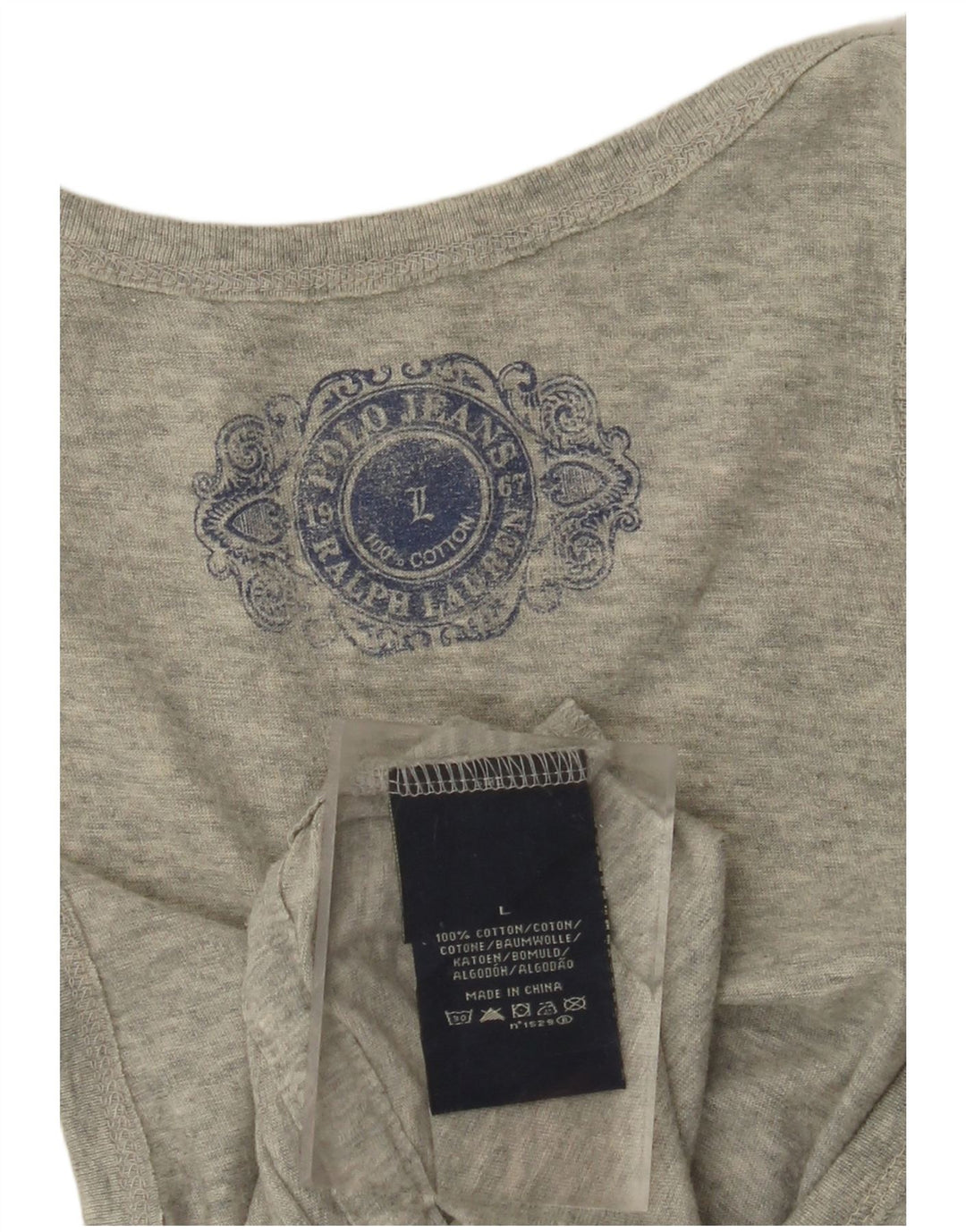 Koszulka POLO RALPH LAUREN Damska kamizelka z grafiką UK 14, duża, szara bawełna