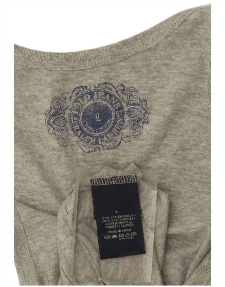 Koszulka POLO RALPH LAUREN Damska kamizelka z grafiką UK 14, duża, szara bawełna