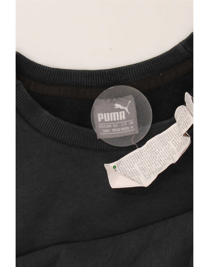 Męska bluza z grafiką Puma, średnia czarna, bawełniana