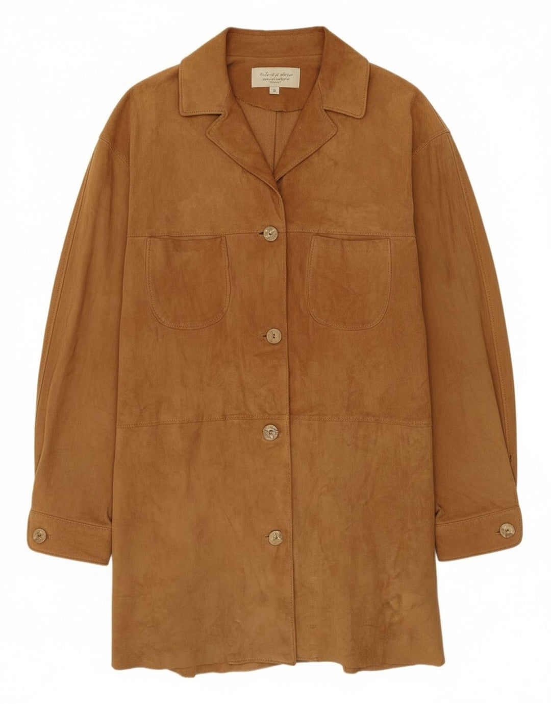 Vintage damski zamszowy płaszcz IT 42 średniej beżowej skóry