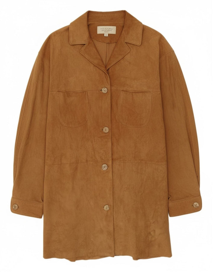 Vintage damski zamszowy płaszcz IT 42 średniej beżowej skóry