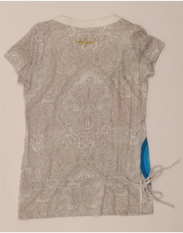 Damska koszulka z grafiką Desigual Top UK 18 XL, szara, bawełniana paisley