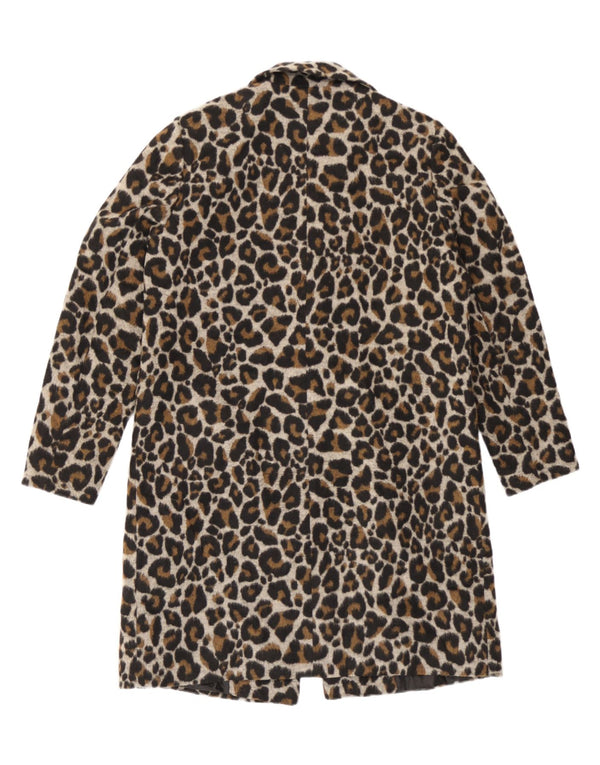Topshop damski płaszcz oversize UK 10, mały, brązowy, poliester z nadrukiem zwierzęcym