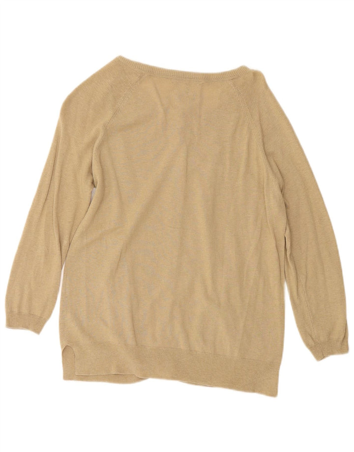 MASSIMO DUTTI Womens Crop Cardigan Sweater UK 12 Medium Green Linen