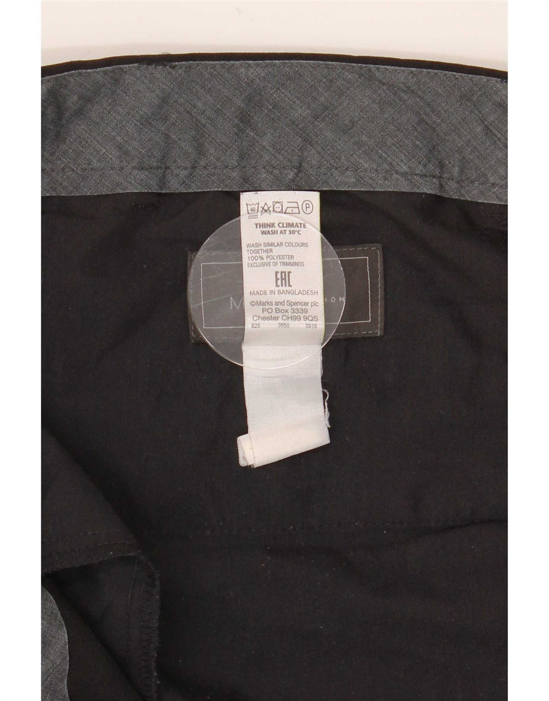 Marks & Spencer Męskie proste spodnie garniturowe W40 L29 Czarny poliester