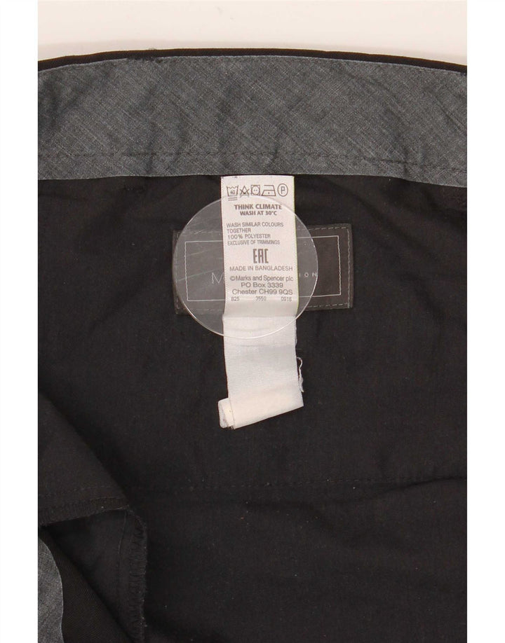 Marks & Spencer Męskie proste spodnie garniturowe W40 L29 Czarny poliester