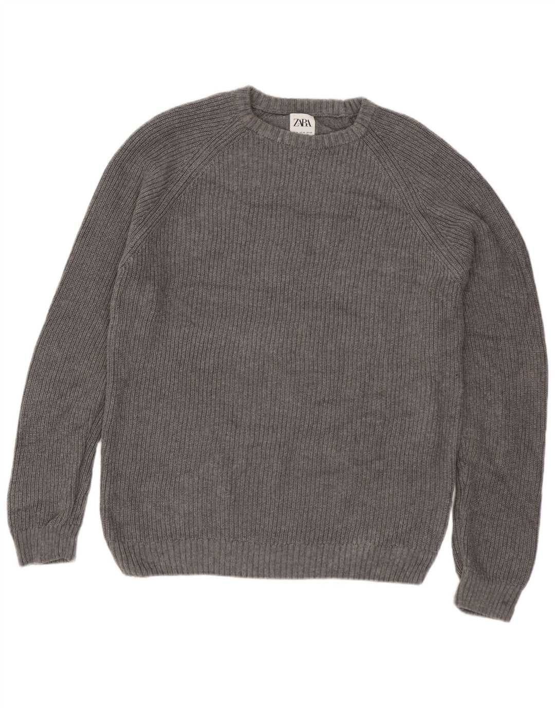 Męski sweter z dekoltem w łódkę Zara Średni szary, bawełniany