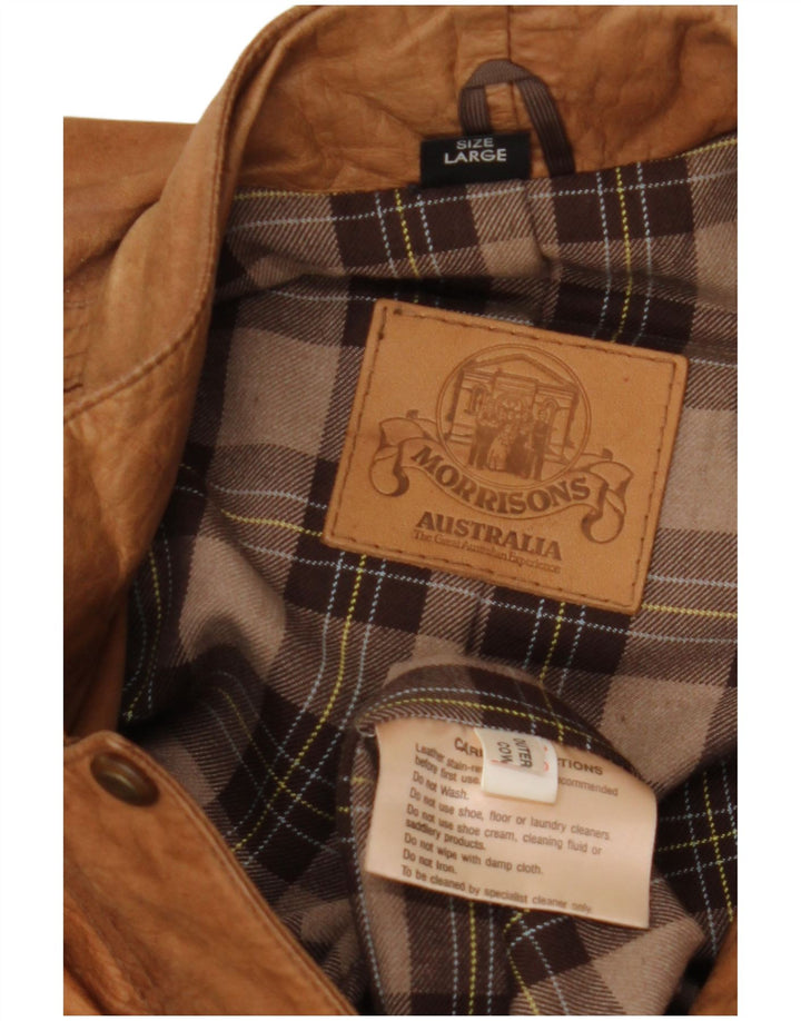 VINTAGE damski płaszcz skórzany UK 16 duża beżowa skóra