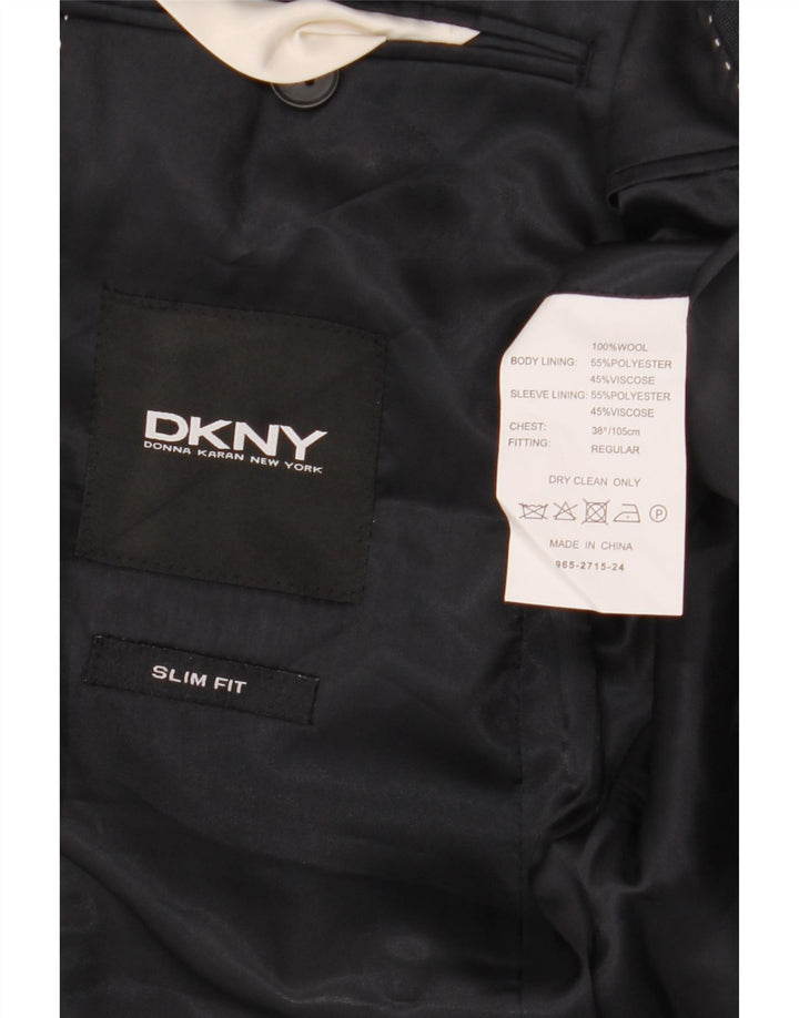 Dkny Męska marynarka slim fit z 2 guzikami, UK 38, średnia granatowa wełna