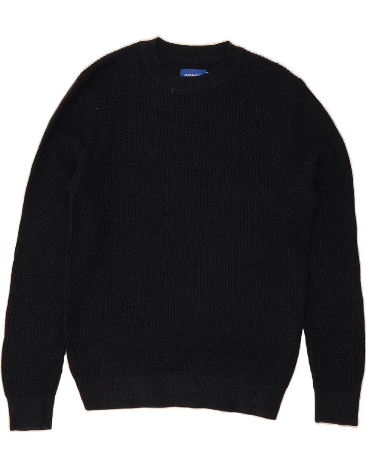 JACK & JONES Mens Crew Neck Jumper Sweater Medium Navy Blue Acrylic Vintage Jack & Jones and Second-Hand Jack & Jones from Messina Hembry 