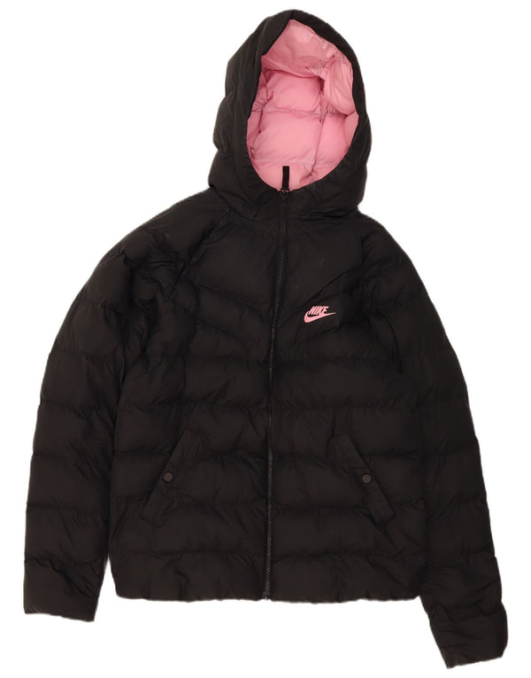 Wyściełana kurtka dziewczęca z kapturem i kapturem Nike 13-14 lat XL, czarna, poliestrowa