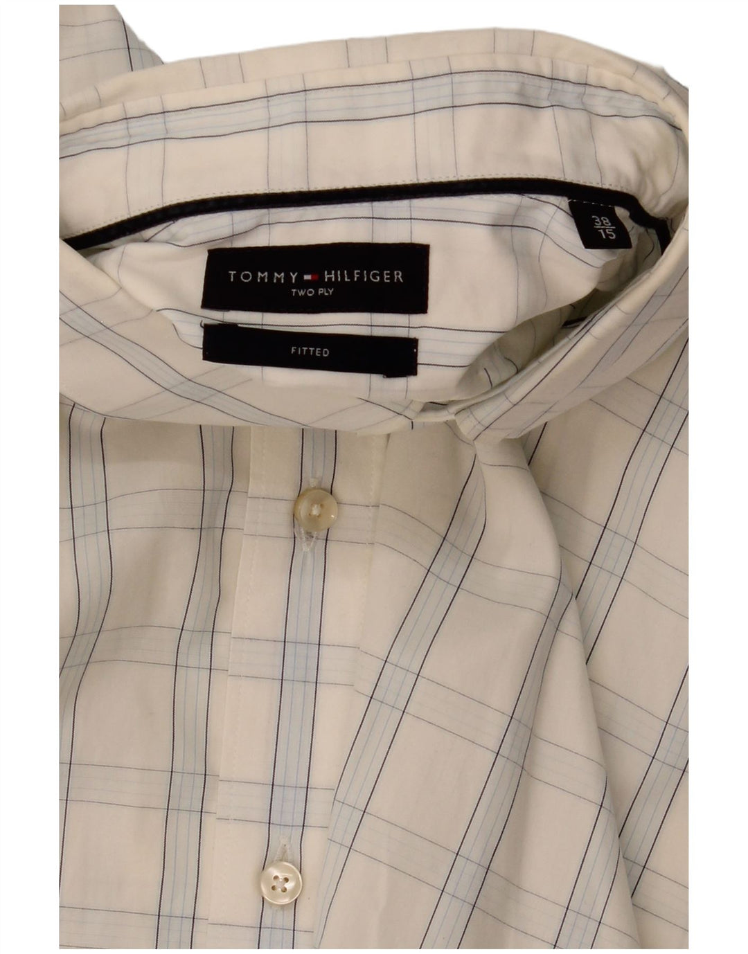 Męska dopasowana koszula TOMMY HILFIGER rozmiar 38 15 w średnią białą kratkę